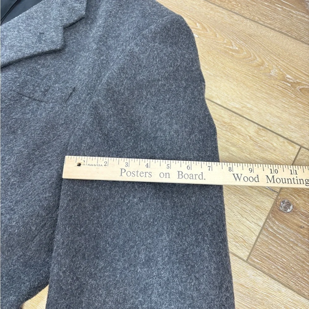 VTG Halston Mens Coat Wool Cashmere Gray Single Breasted Suit Overcoat Size 44L
